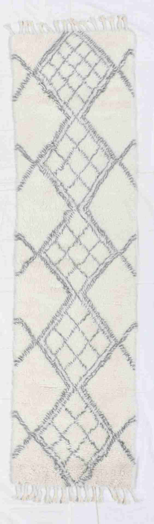W 2.7 - L 10.2 - Moroccan Fine/Wool All Over Rectangle - Finest Hand-Knotted Quality Wool - 65982