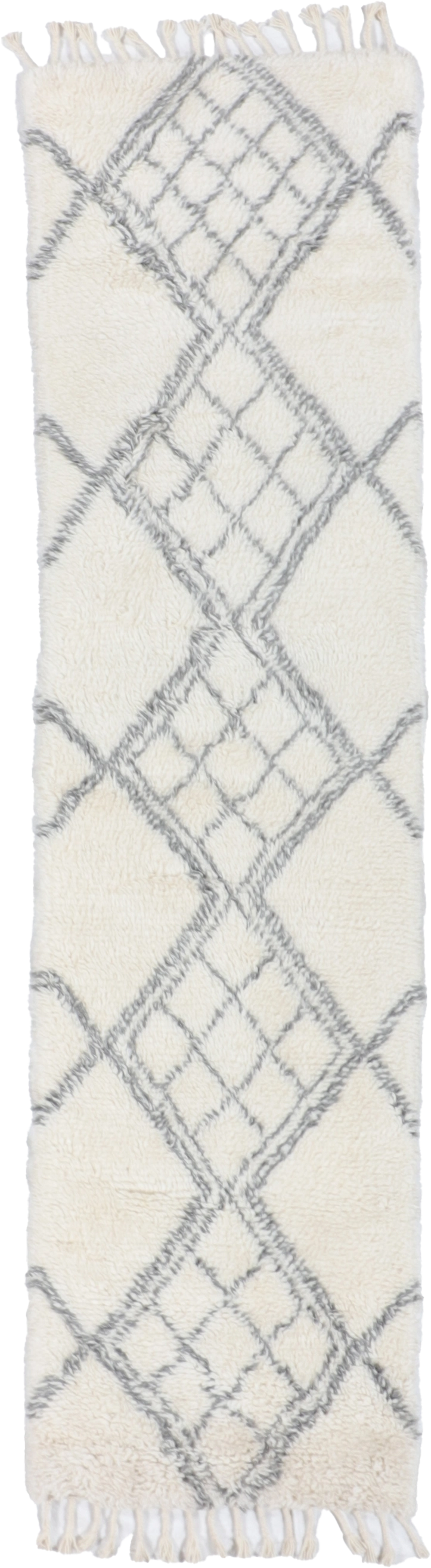 W 2.7 L 10.2 Moroccan Runner 100% Wool Hand-Woven All-Over Design - 65982