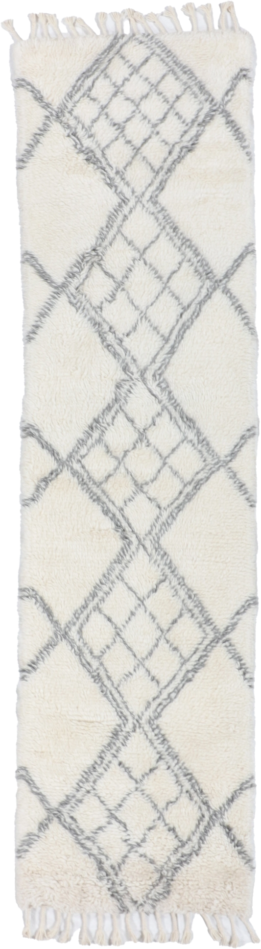 W 2.7 L 10.2 Moroccan Runner 100% Wool Hand-Woven All-Over Design - 65982