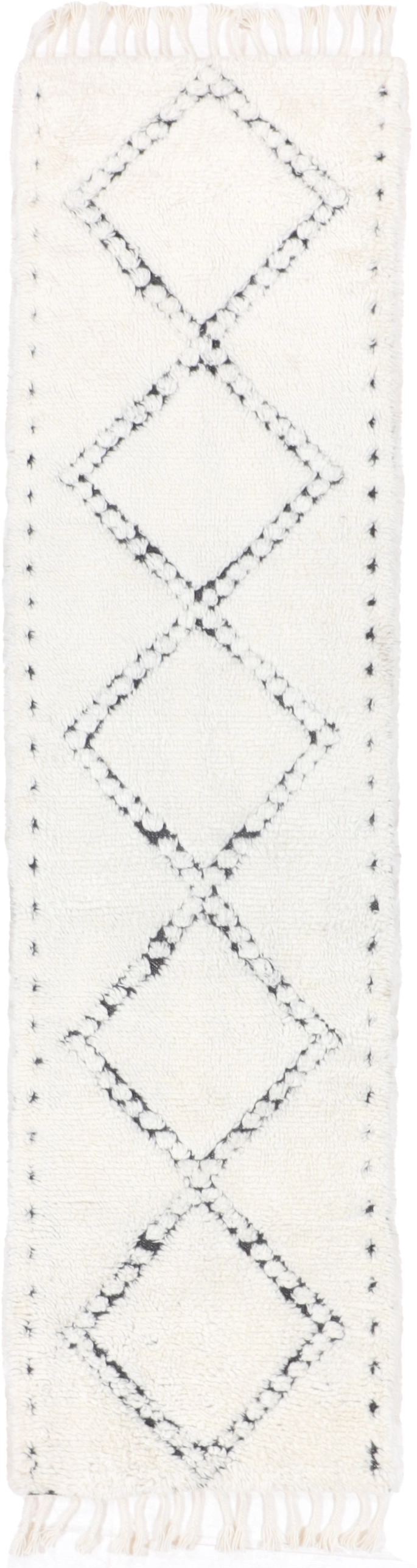 W 2.8 L 10 Moroccan Runner 100% Wool Hand-Woven Geometric Design - 65983