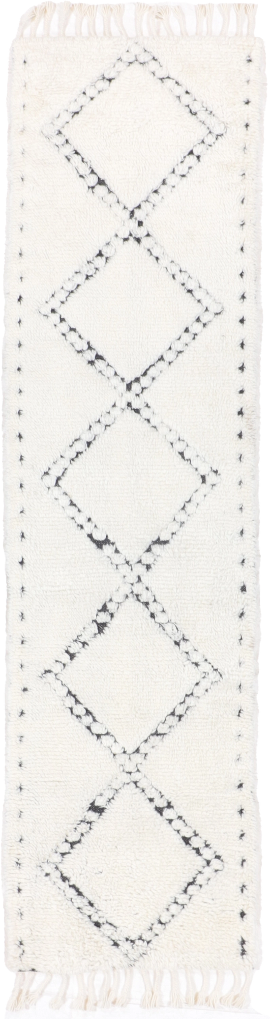W 2.8 L 10 Moroccan Runner 100% Wool Hand-Woven Geometric Design - 65983