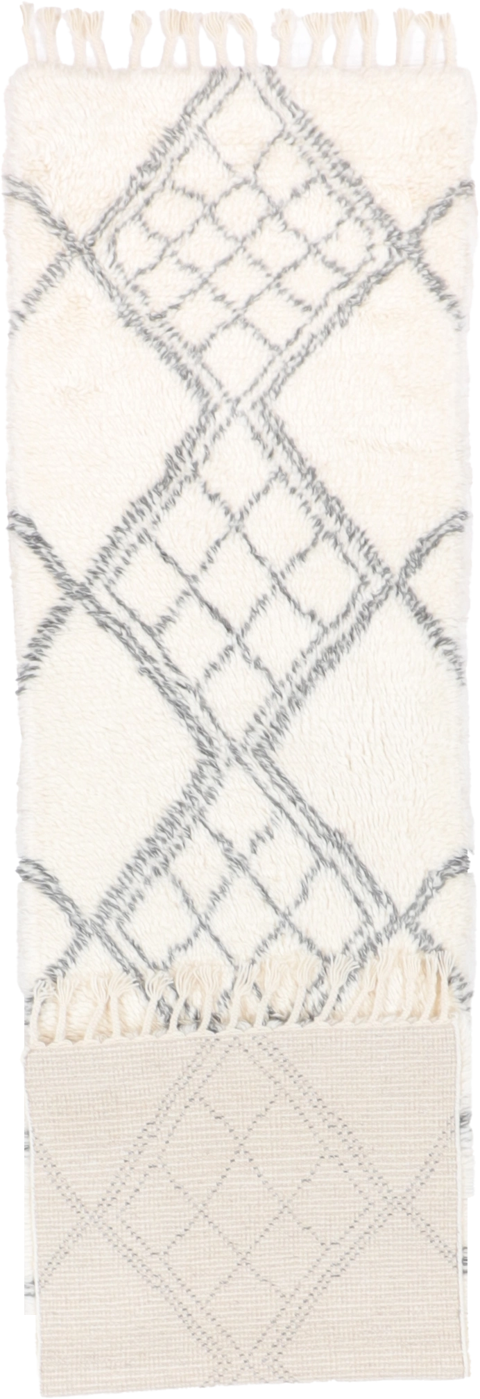 W 2.7 L 10.2 Moroccan Runner 100% Wool Hand-Woven Geometric Design - 65984