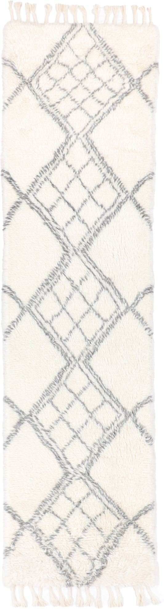 W 2.7 L 10.2 Moroccan Runner 100% Wool Hand-Woven Geometric Design - 65984