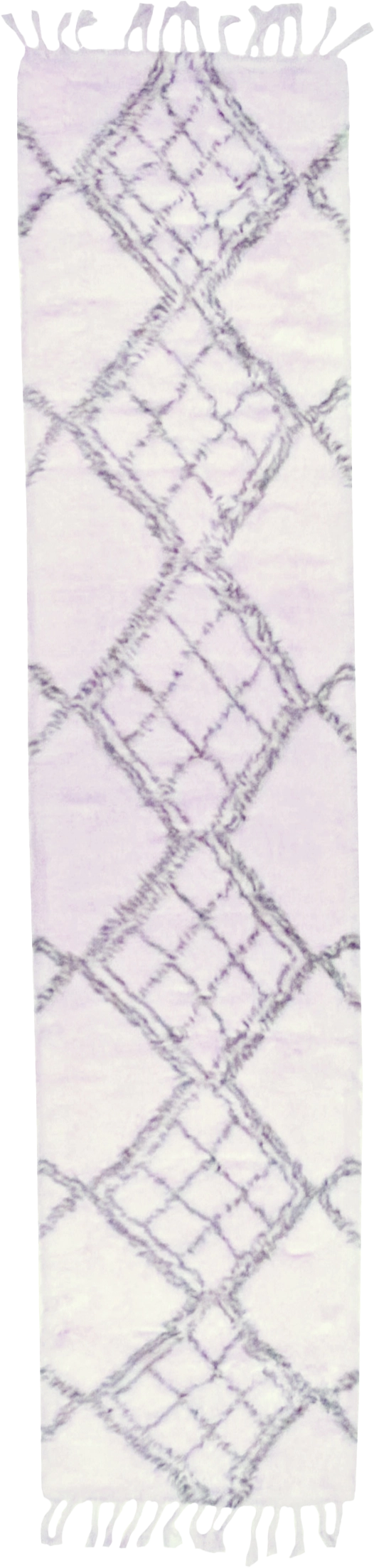 W 2.7 - L 11.8 Moroccan Runner 100% Wool Hand-Woven Geometric Design - 65985