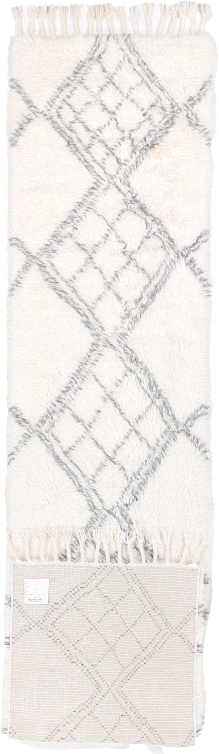 W 2.8 L 12 Moroccan Runner 100% Wool Hand-Woven Geometric Design - 65986