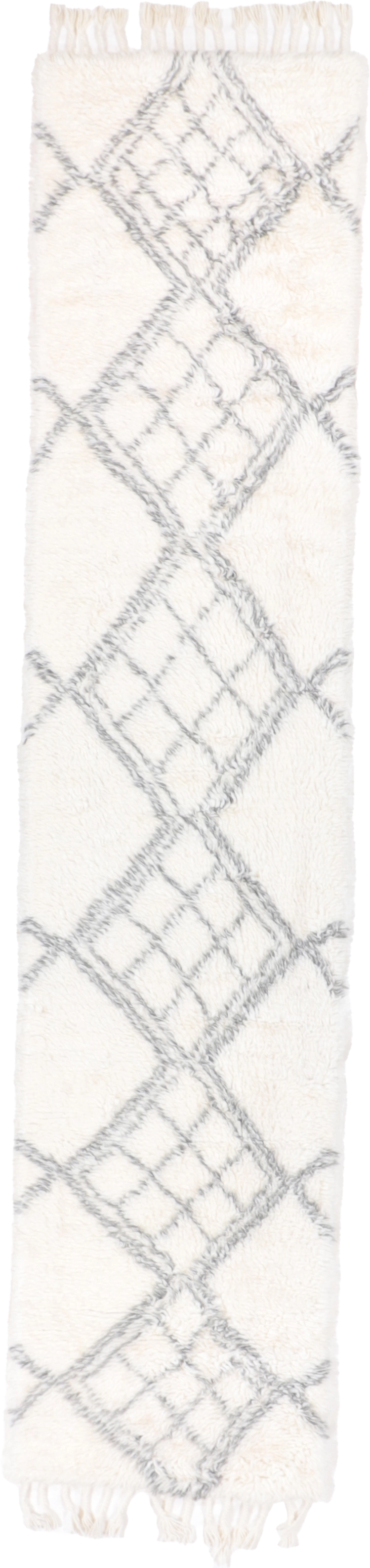 W 2.8 L 12 Moroccan Runner 100% Wool Hand-Woven Geometric Design - 65986