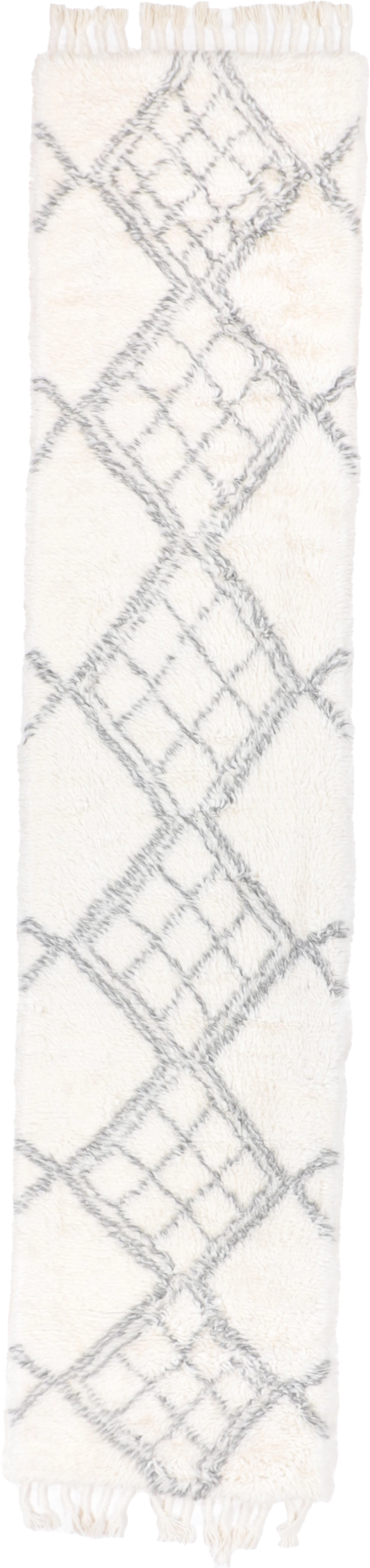 W 2.8 L 12 Moroccan Runner 100% Wool Hand-Woven Geometric Design - 65986