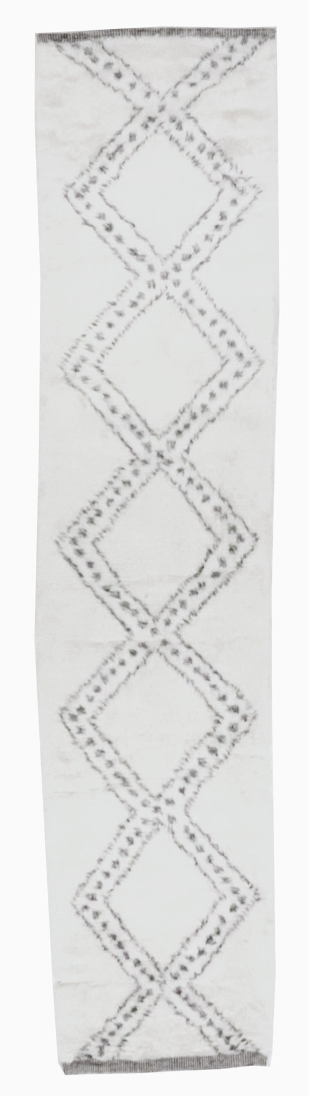 W 2.6 L 12.7 Moroccan Runner 100% Wool Handmade India Geometric Design - 65988