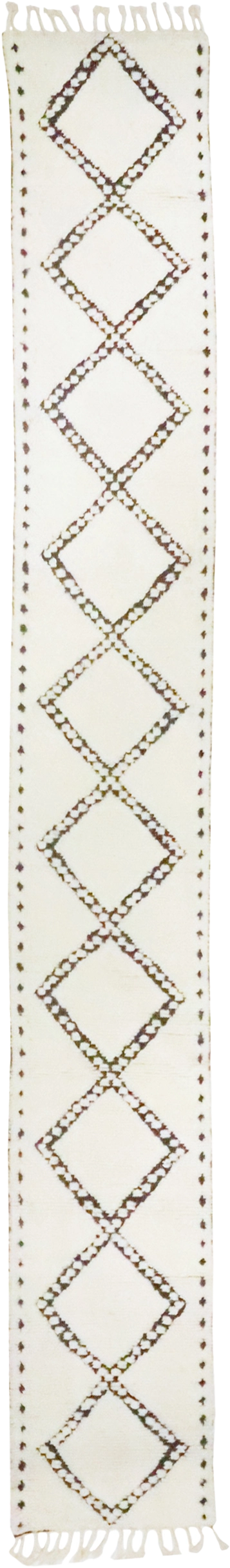 W 2.8 L 9.10 Moroccan Runner 100% Wool Hand-Woven All-Over Design - 65989