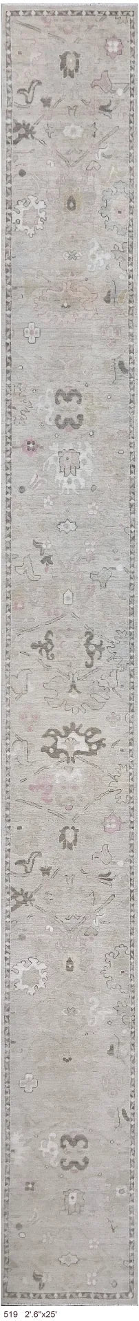 2.4 x 25.2 - Mahal Fine/Wool All Over Rectangle - Finest Hand-Knotted Quality Wool — 65999