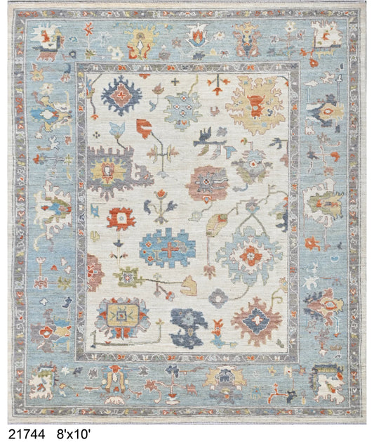 8 x 9.9 - Oushak Wool Transitional Rectangle - Finest Hand-Knotted Quality Wool — 66006