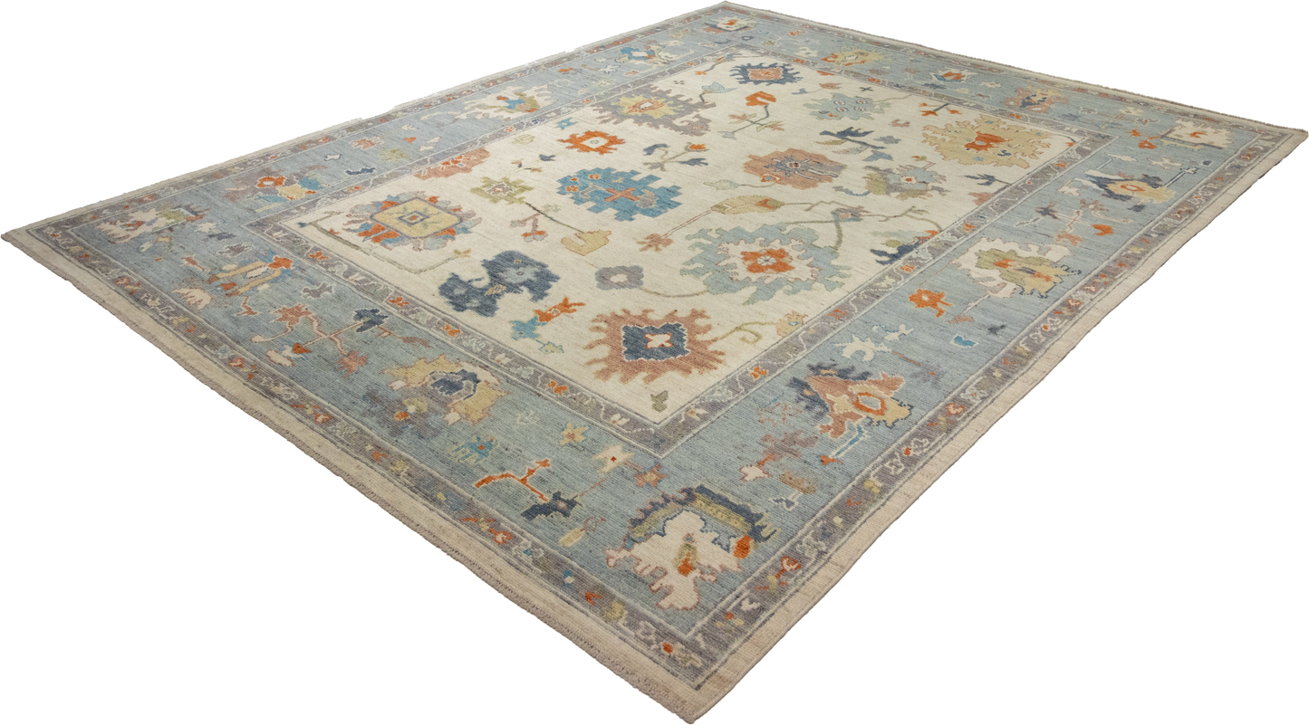 W 8 L 9.9 Oushak 100% Wool Hand-Woven All-Over Design - 66006