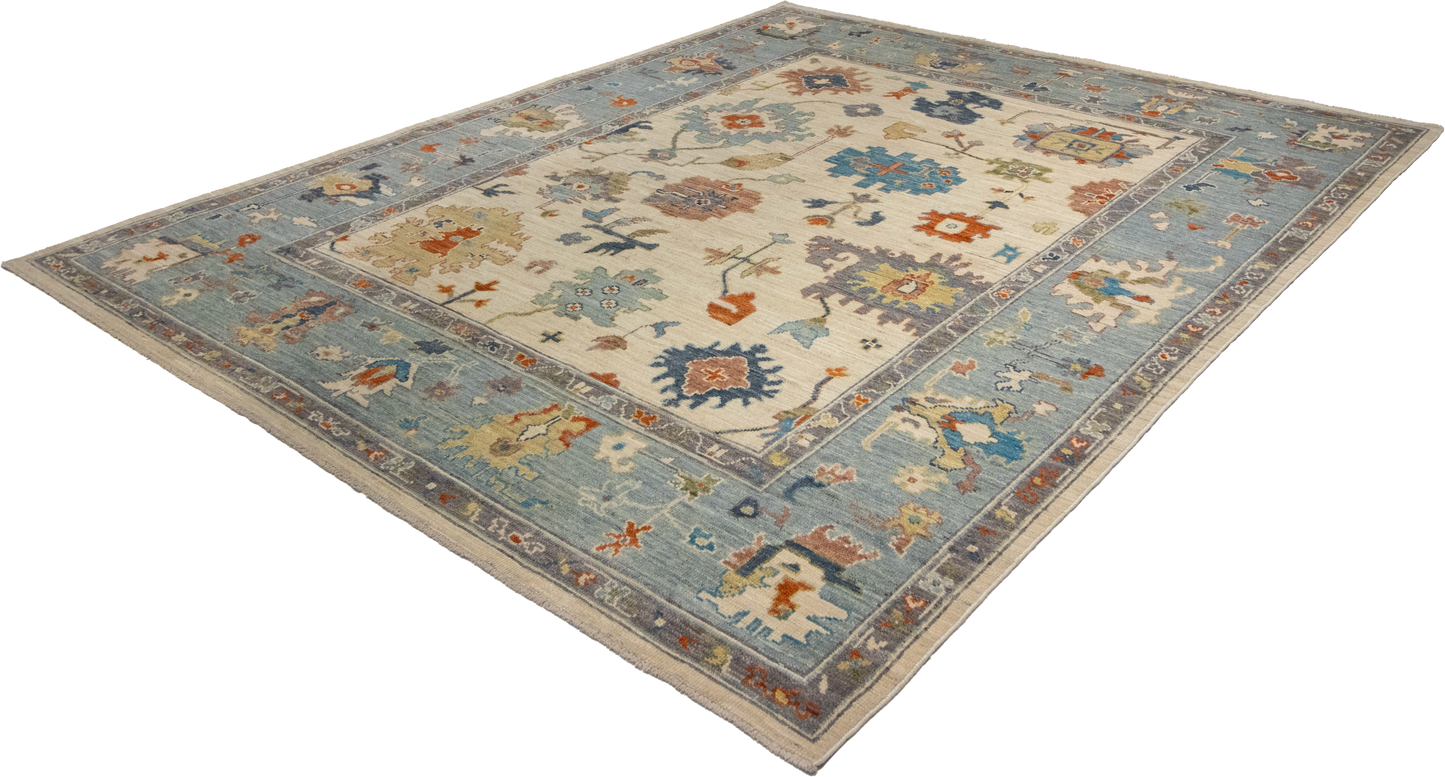W 8 L 9.9 Oushak 100% Wool Hand-Woven All-Over Design - 66006