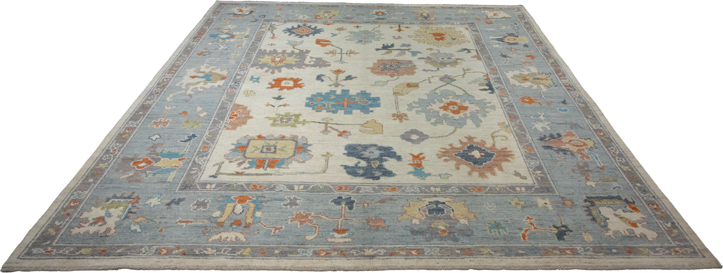 W 8 L 9.9 Oushak 100% Wool Hand-Woven All-Over Design - 66006