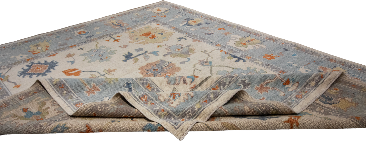 W 8 L 9.9 Oushak 100% Wool Hand-Woven All-Over Design - 66006