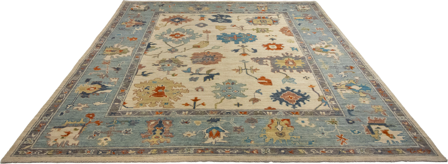 W 8 L 9.9 Oushak 100% Wool Hand-Woven All-Over Design - 66006
