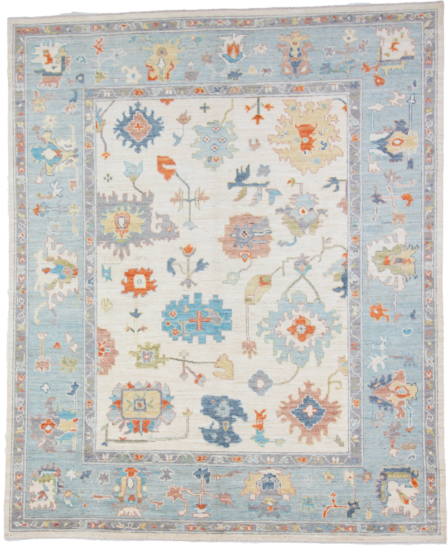 W 8 L 9.9 Oushak 100% Wool Hand-Woven All-Over Design - 66006