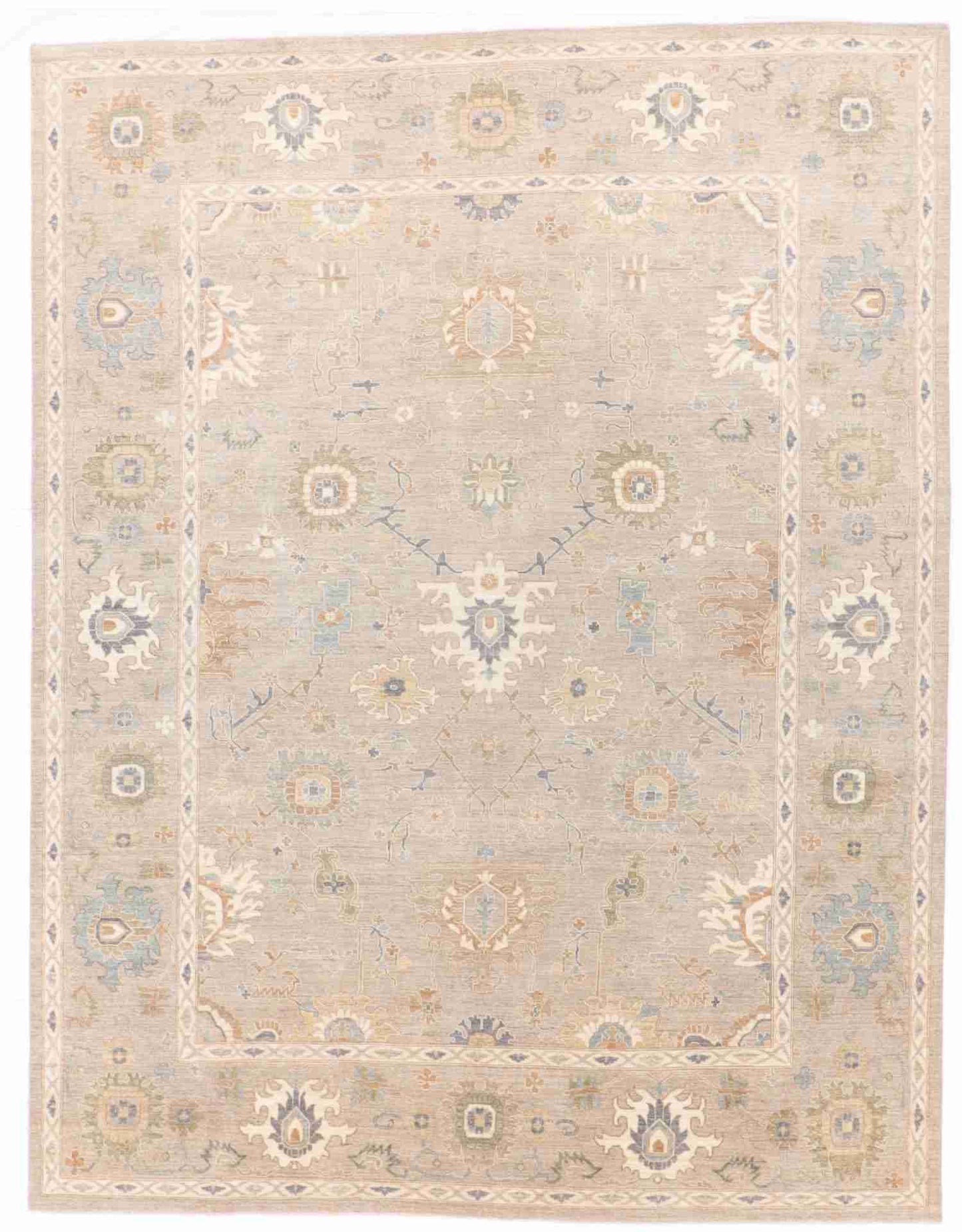 W 9 - L 11.7 - Transitional Wool Oushak Rectangle - Hand Woven Rug - 66007