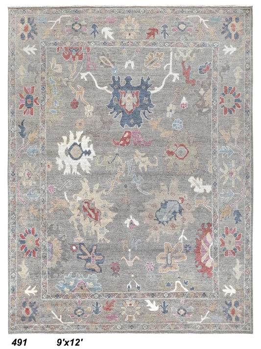 9 x 12 - Oushak Wool Transitional Rectangle - Hand Woven Rug — 66014