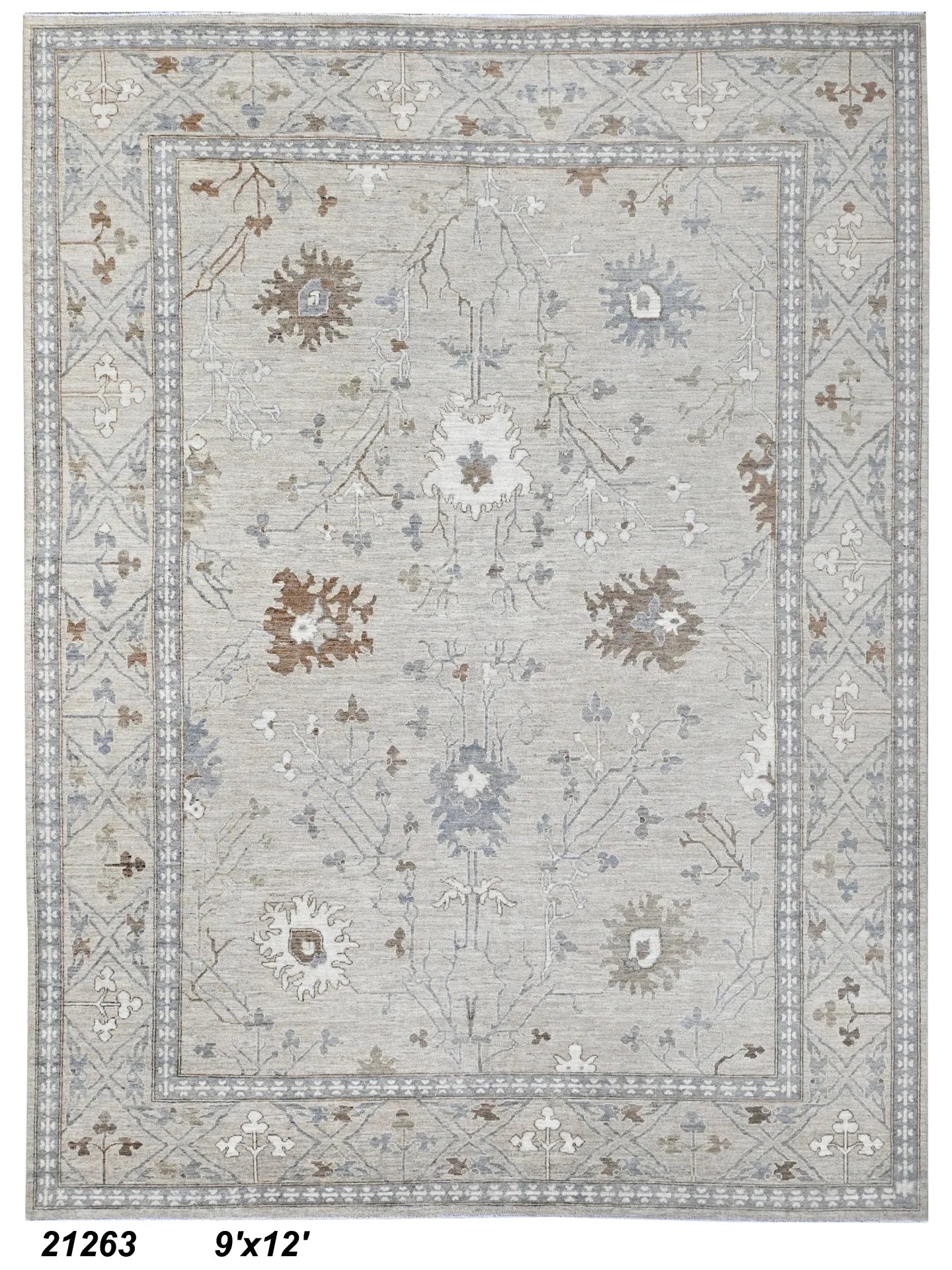 9 x 12 - Oushak Wool Transitional Rectangle - Hand Woven Rug — 66014