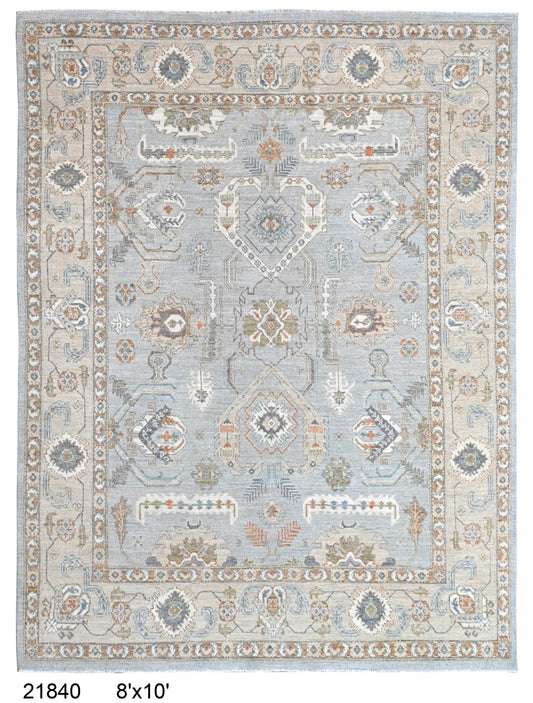 7.9 x 9.10 - Oushak Wool Transitional Rectangle - Finest Hand-Knotted Quality Wool — 66017