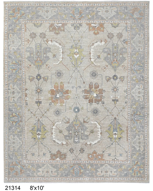 8 x 9.9 - Oushak Wool Transitional Rectangle - Finest Hand-Knotted Quality Wool — 66019