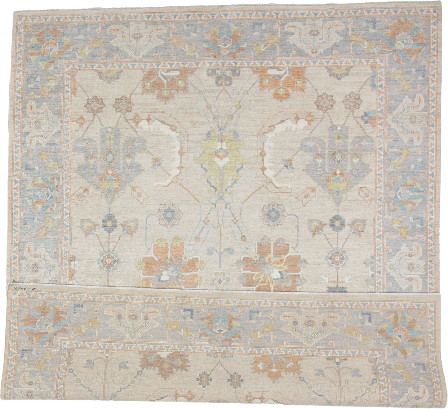 W 8 L 9.9 Oushak 100% Wool Hand-Woven All-Over Design - 66019