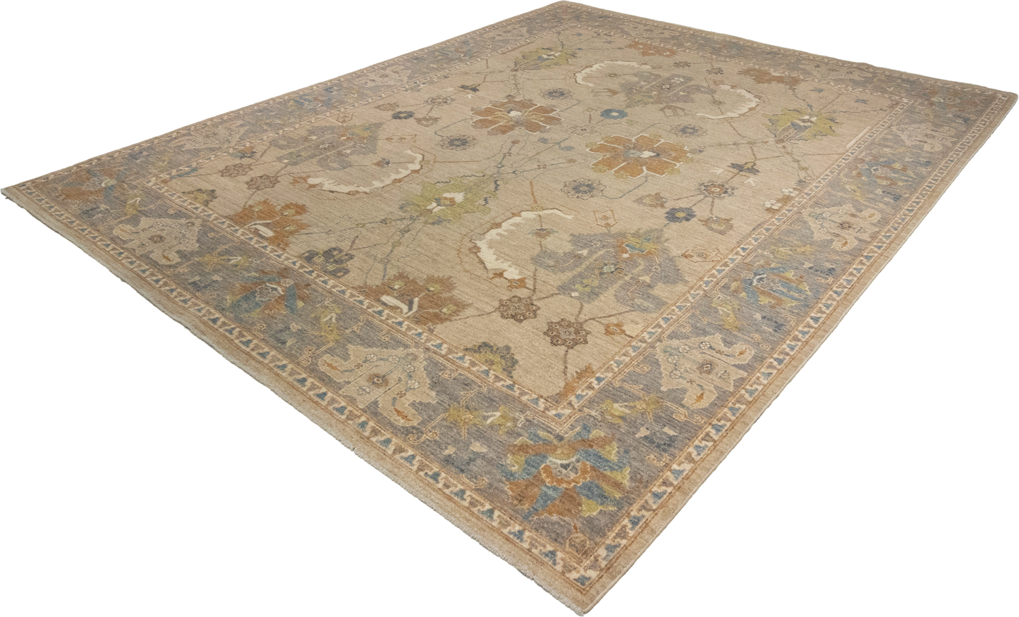 W 8 L 9.9 Oushak 100% Wool Hand-Woven All-Over Design - 66019