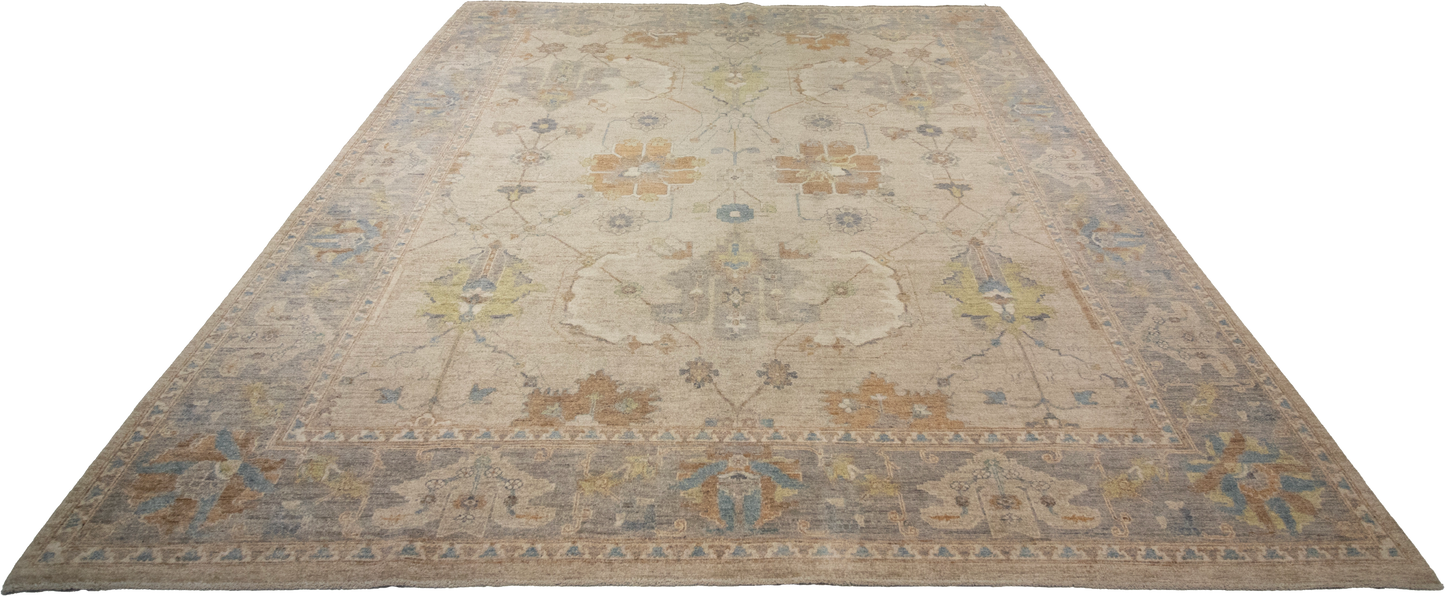 W 8 L 9.9 Oushak 100% Wool Hand-Woven All-Over Design - 66019