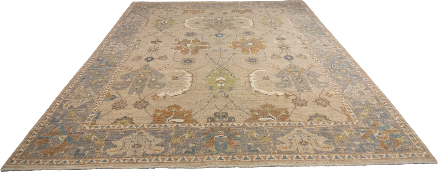 W 8 L 9.9 Oushak 100% Wool Hand-Woven All-Over Design - 66019