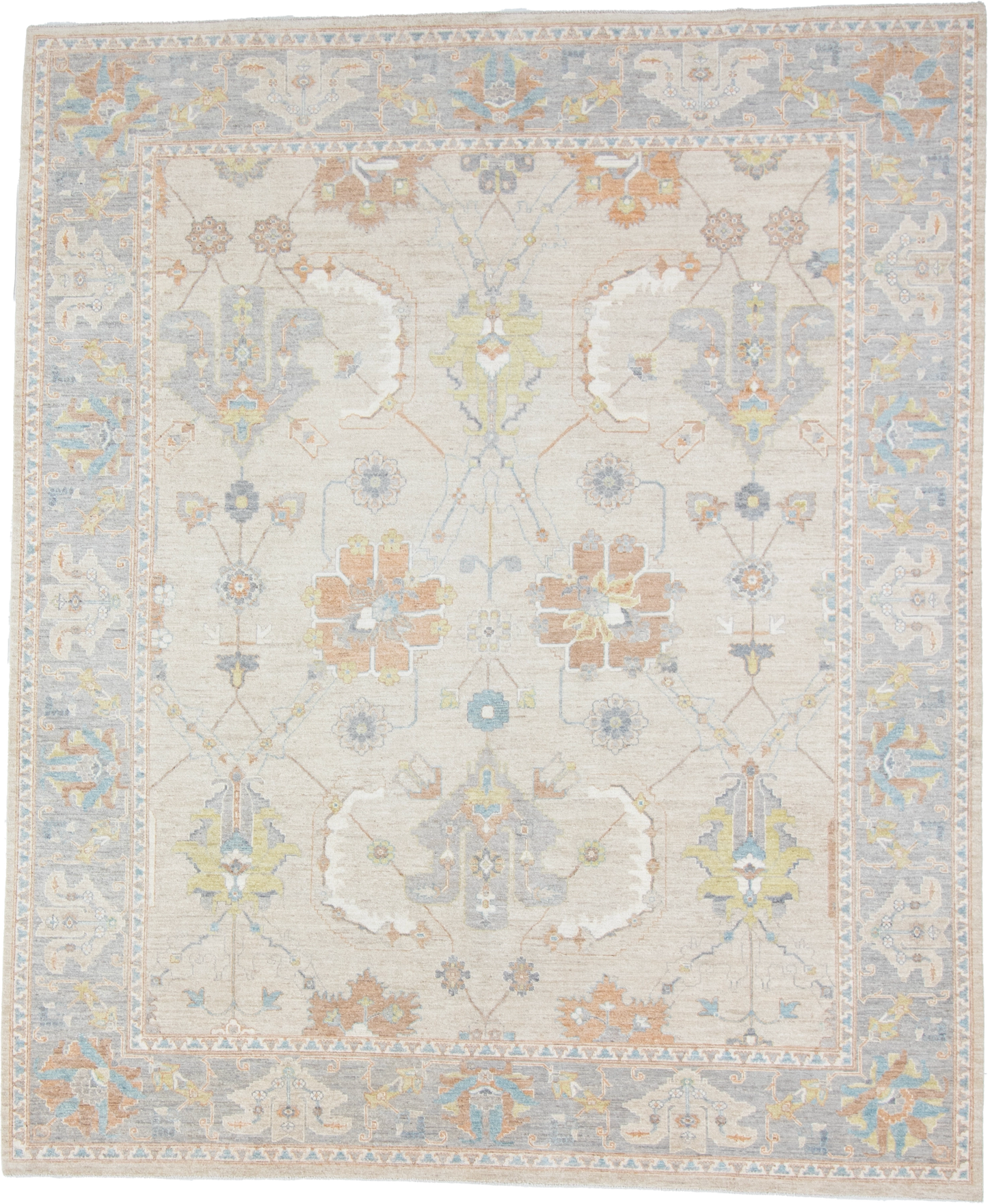 W 8 L 9.9 Oushak 100% Wool Hand-Woven All-Over Design - 66019
