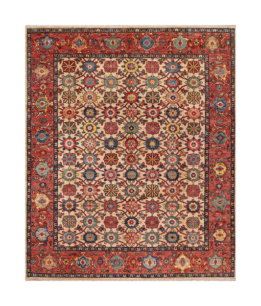 8 x 9.9 - Bakshiesh Wool Transitional Rectangle - Finest Hand-Knotted Quality Wool — 66023