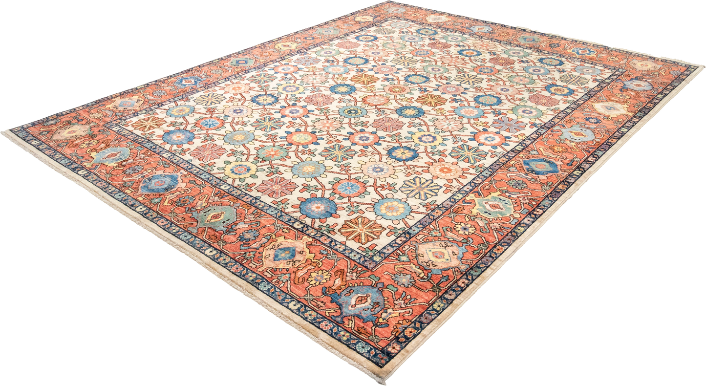 W 8 L 9.9 Bakshaiesh 100% Wool Hand-Woven All-Over Design - 66023