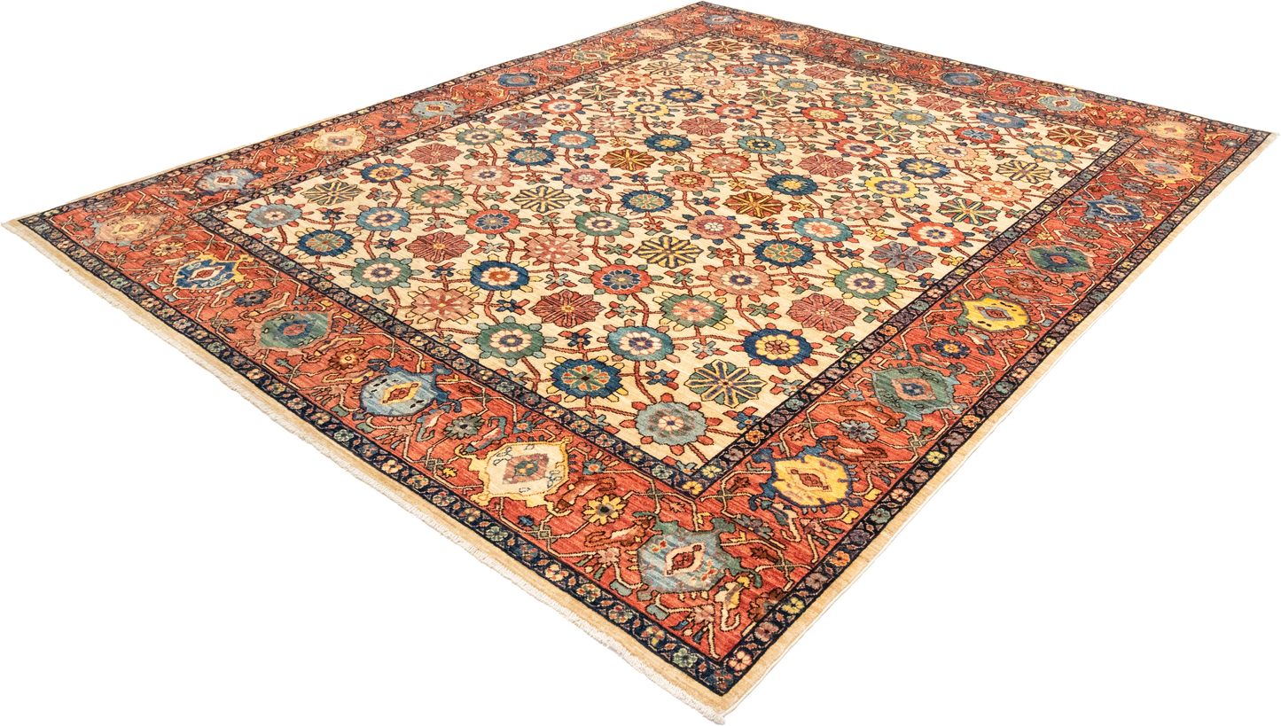 W 8 L 9.9 Bakshaiesh 100% Wool Hand-Woven All-Over Design - 66023