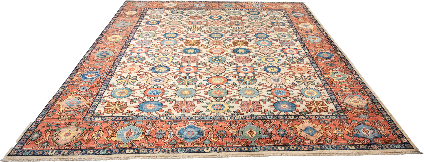 W 8 L 9.9 Bakshaiesh 100% Wool Hand-Woven All-Over Design - 66023