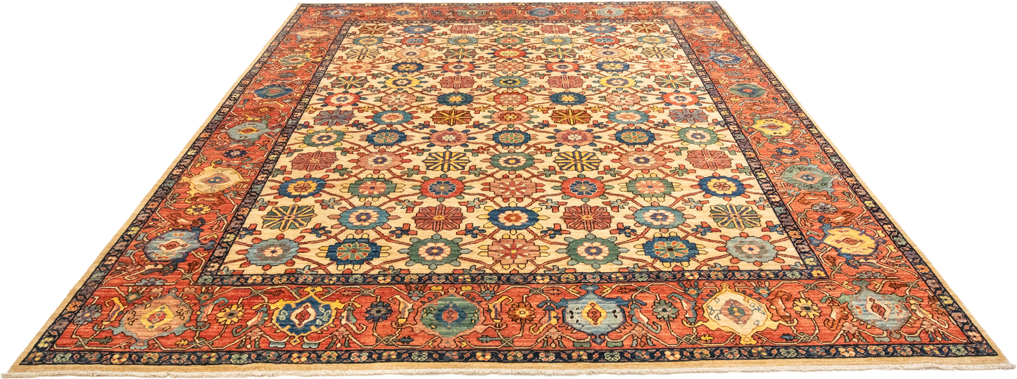 W 8 L 9.9 Bakshaiesh 100% Wool Hand-Woven All-Over Design - 66023