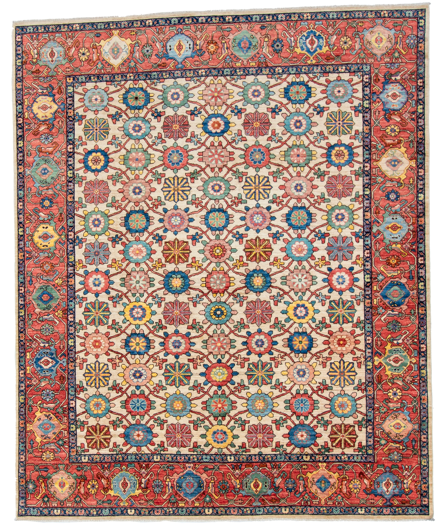 W 8 L 9.9 Bakshaiesh 100% Wool Hand-Woven All-Over Design - 66023