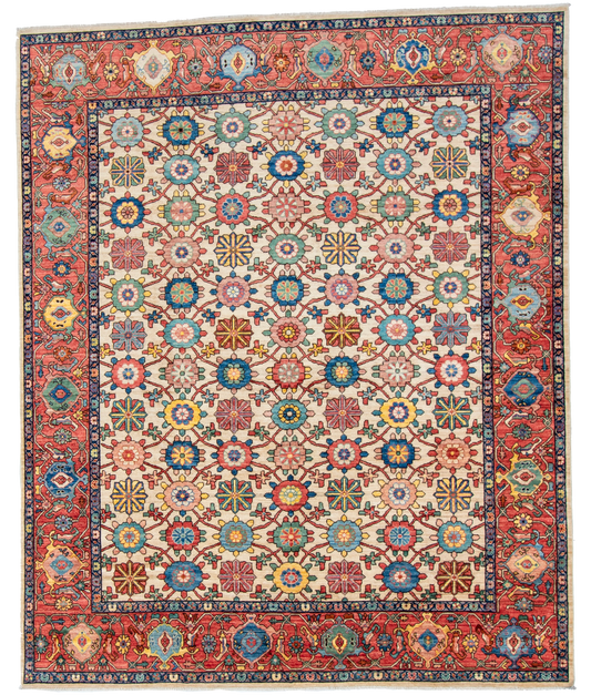 W 8 L 9.9 Bakshaiesh 100% Wool Hand-Woven All-Over Design - 66023