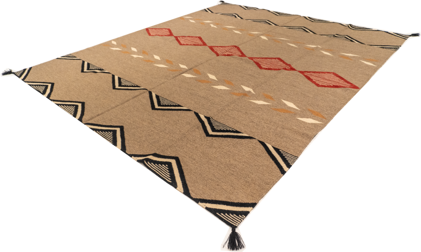 W 8.2 L 9.9 Kilim 100% Wool Hand-Woven All-Over Design - 66026