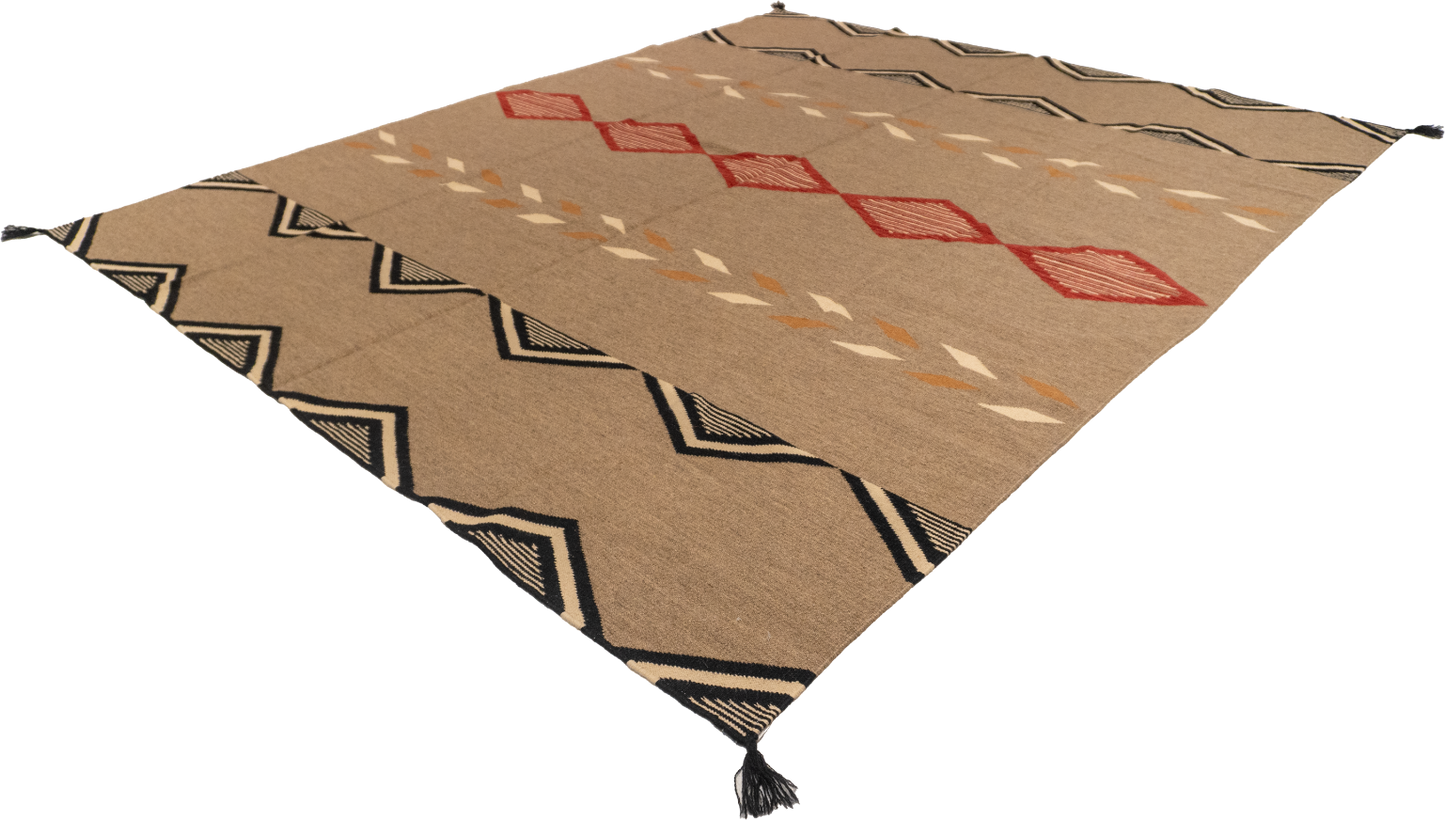 W 8.2 L 9.9 Kilim 100% Wool Hand-Woven All-Over Design - 66026
