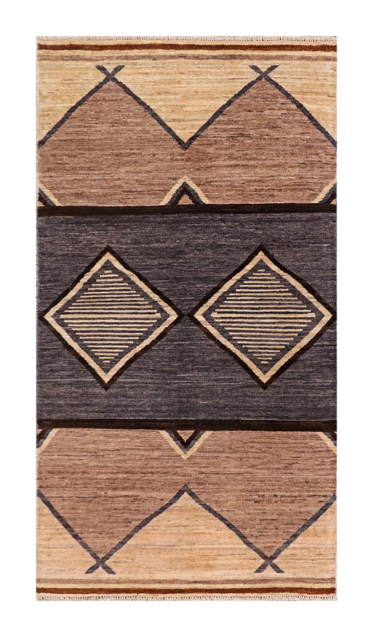 2.10 x 5.5 - Mountain Modern Wool All Over Rectangle - Finest Hand-Knotted Quality Wool — 66056