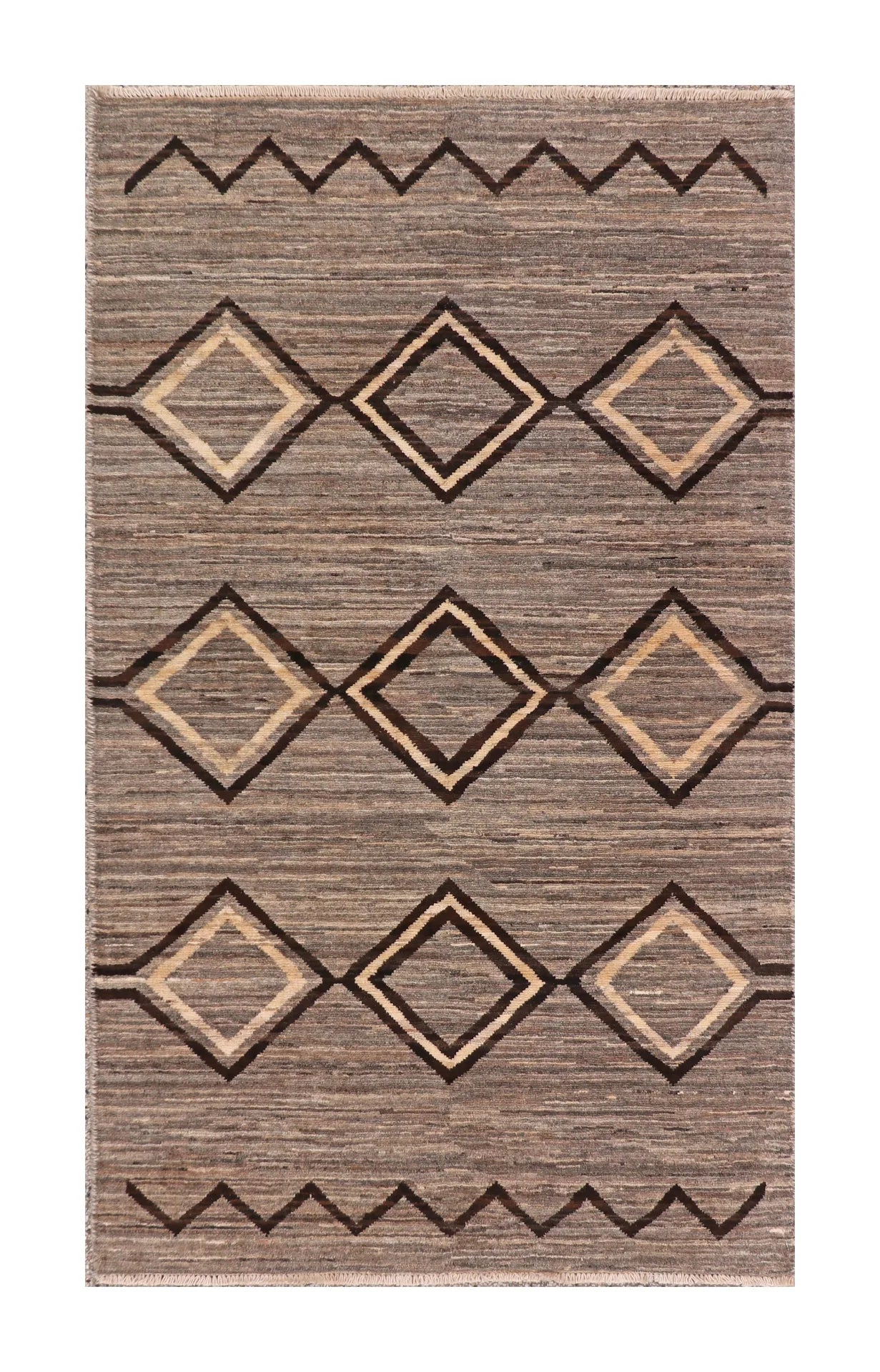 2.11 x 4.11 - Mountain Modern Wool All Over Rectangle - Finest Hand-Knotted Quality Wool — 66060