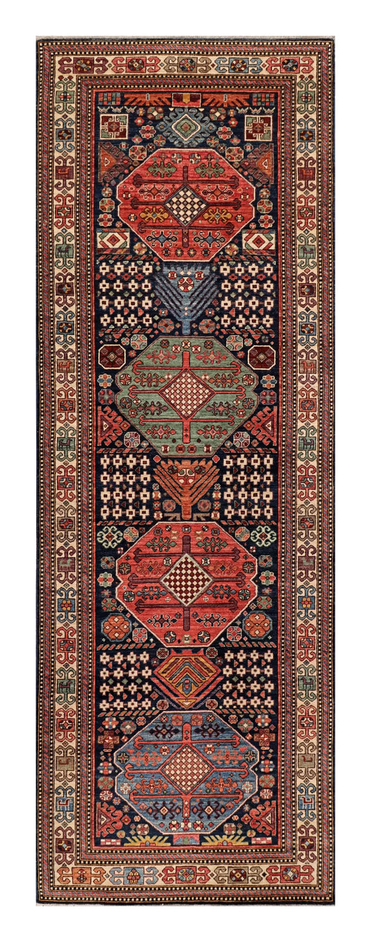 W 4.3 - L 12.6 - Kazak Fine/Wool All Over Rectangle - Finest Hand-Knotted Quality Wool - 66068