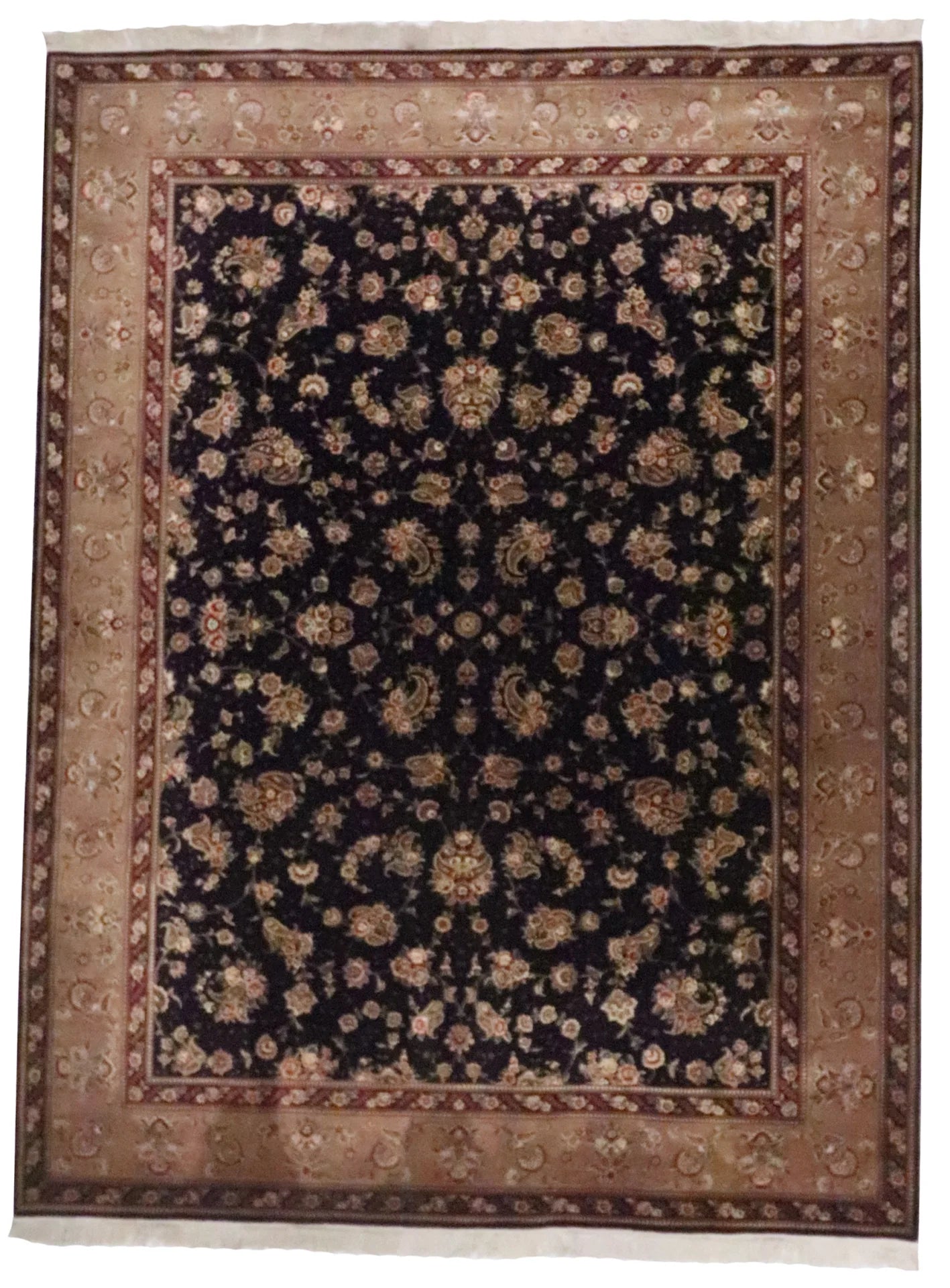 8.11 x 11.9 - Kashan Silk/Wool All Over Rectangle - Hand Woven Rug — 66074