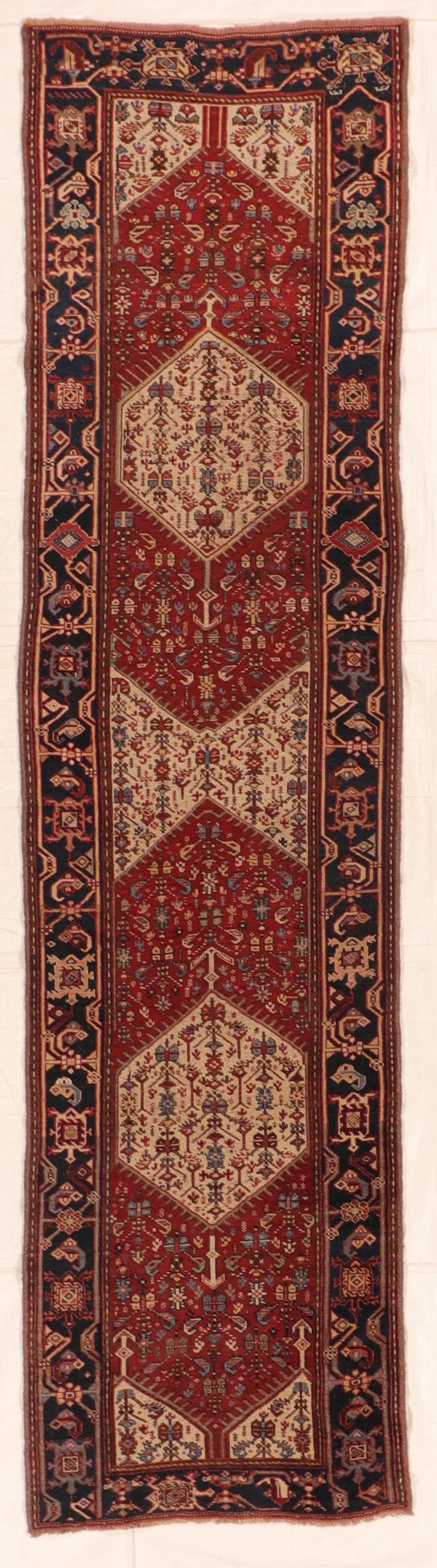 W 3 L 11.10 Malayer Runner 100% Wool Handmade All Over Design - 66096