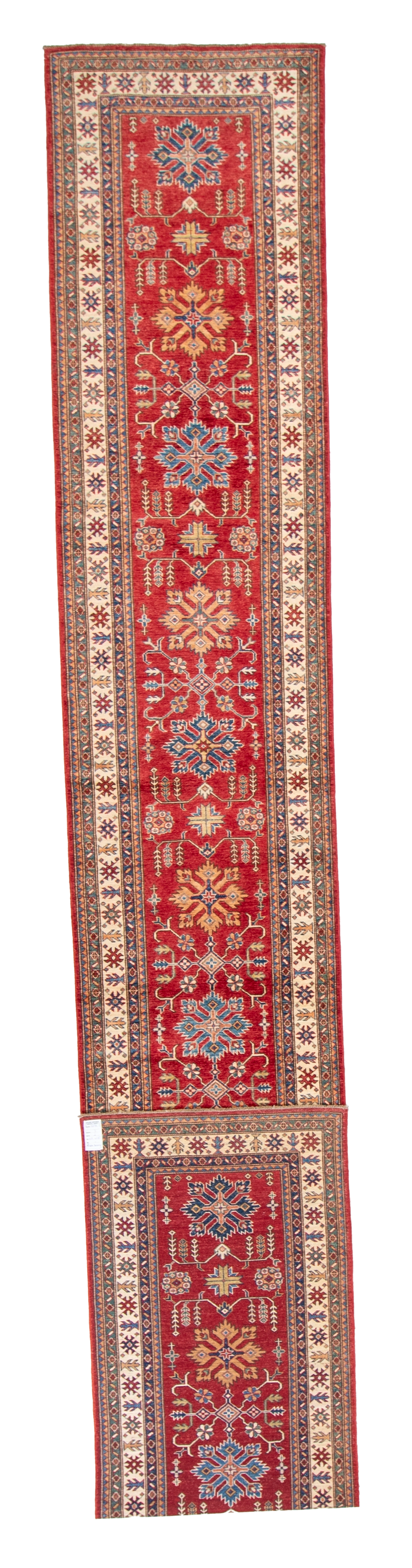W 2.10 L 20.2 Karajeh Runner 100% Wool Hand-Woven Geometric Design - 66103