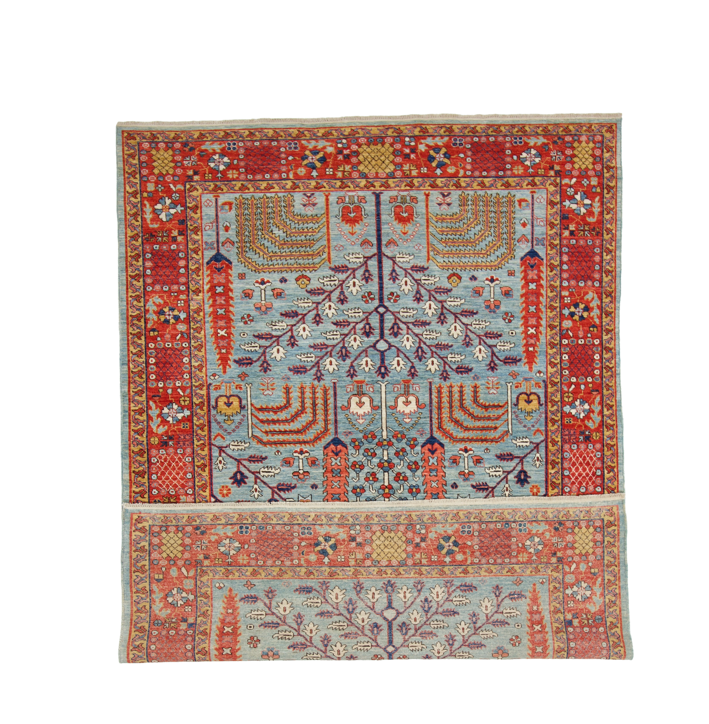 W 6.1 L 8.7 Tree of Life 100% Wool Hand-Woven All-Over Design - 66105