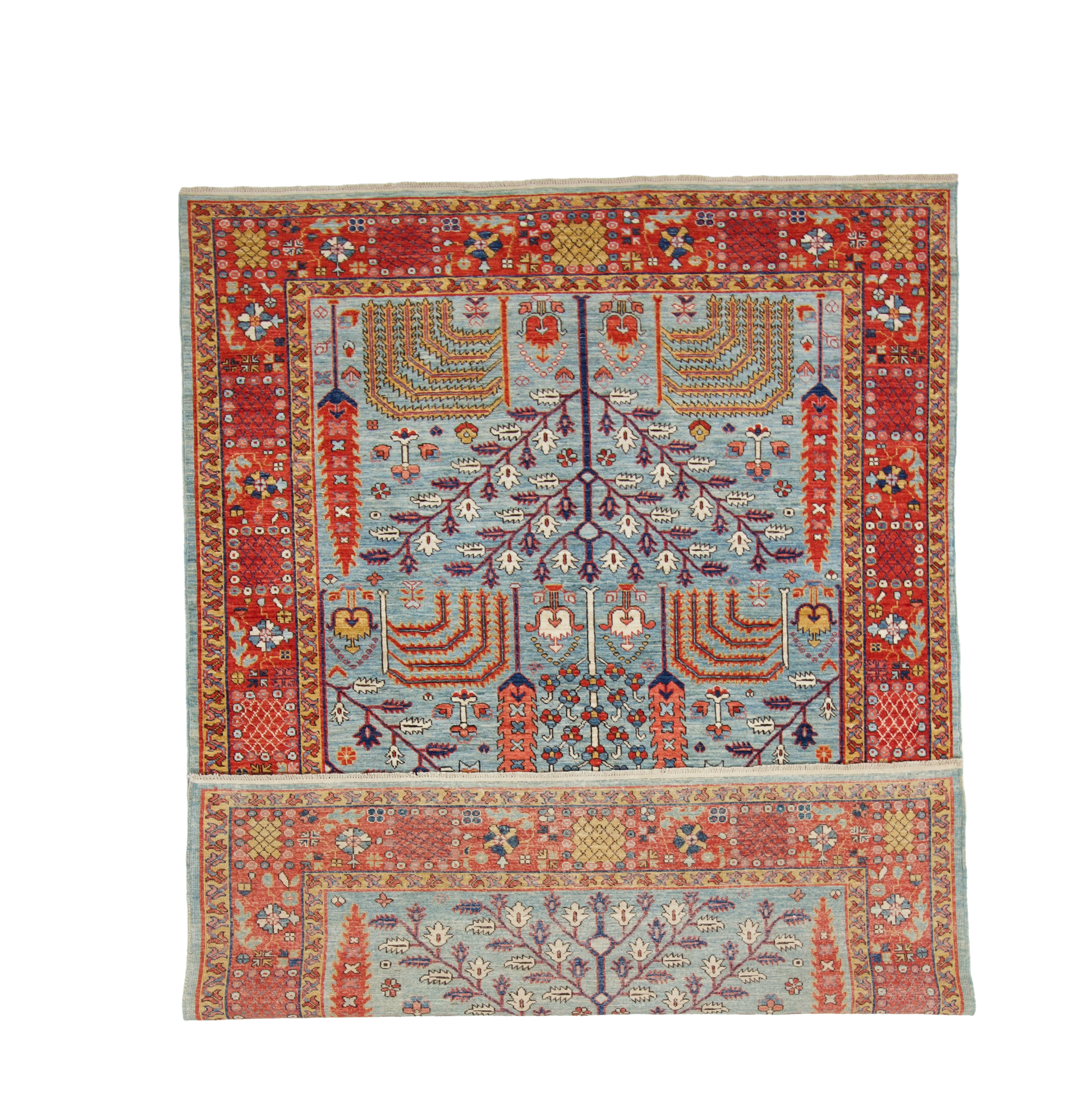 W 6.1 L 8.7 Tree of Life 100% Wool Hand-Woven All-Over Design - 66105