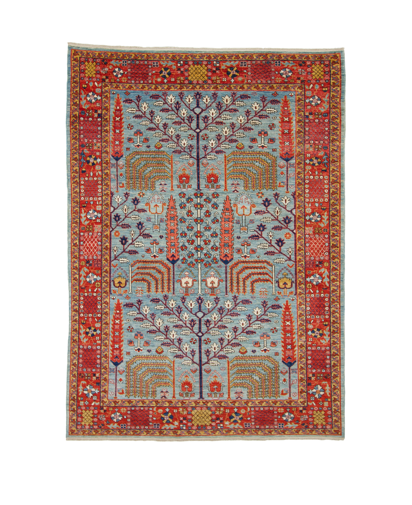 W 6.1 L 8.7 Tree of Life 100% Wool Hand-Woven All-Over Design - 66105