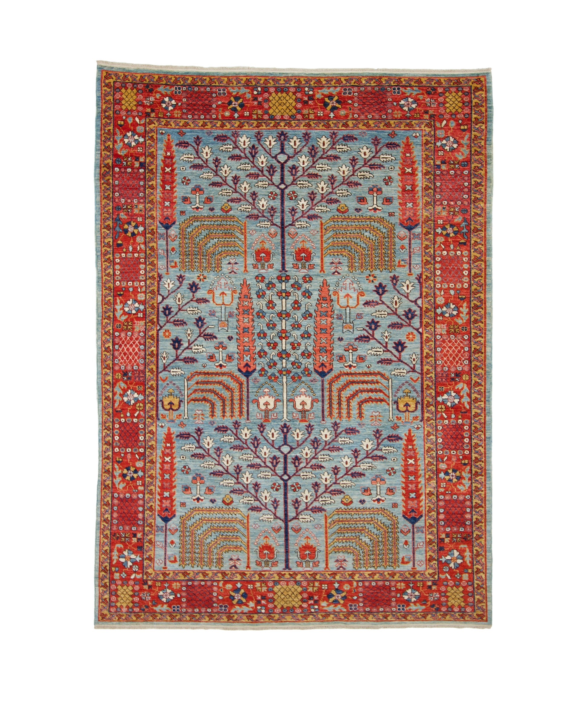 W 6.1 L 8.7 Tree of Life 100% Wool Hand-Woven All-Over Design - 66105
